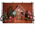 Фон для фотографирования с изображением рождественских Виниловый фон для фотосъемки с рождественской елкой подарками и игрушечный деревянный дом фон для детской и свадебной фотосъемки с изображением для фото студии ZR-178