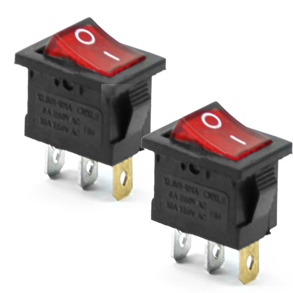 5 шт./лот 3 Pin AC 6A/250В 10А/125В красный ВКЛ ВЫКЛ SPST оснастка в лодке кулисный