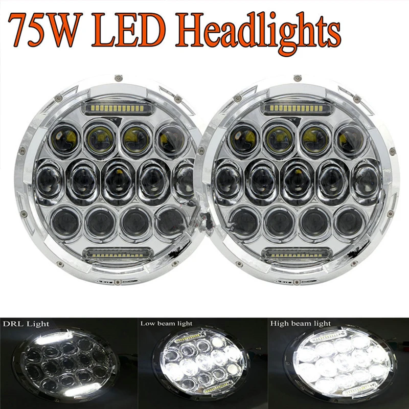 2 шт. 75 Вт 7 дюймов светодиодные фары с DRL и Hi/LO луч для 07 14 Jeep Wrangler JK LJ CJ TJ Land Rover Defender 90
