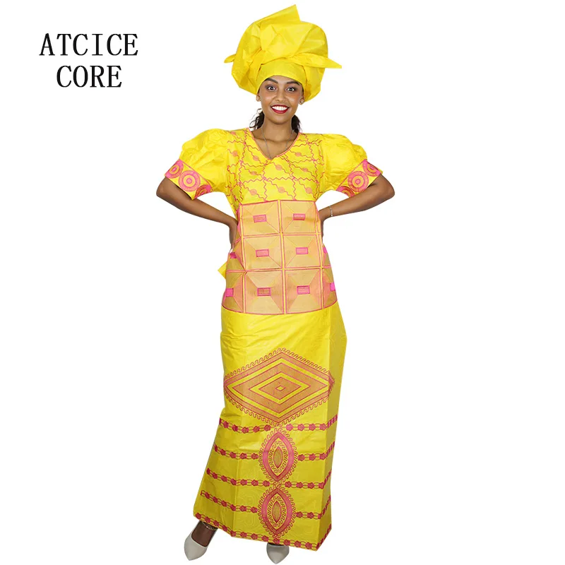 Африканские платья для женщин базин богатый дизайн вышивка длинное платье