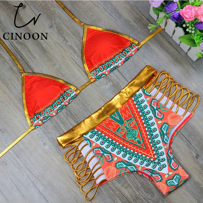 CINOON 2018 Новый Африканский принт две части банные костюмы комплект бикини