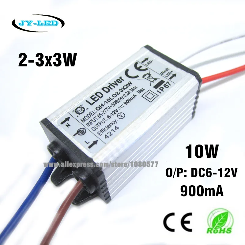 

5pcs 10w 2-3x3 900mA DC6-12V High Quality Waterproof LED Driver LED Power Supply IP67 FloodLight Constant Current Driver