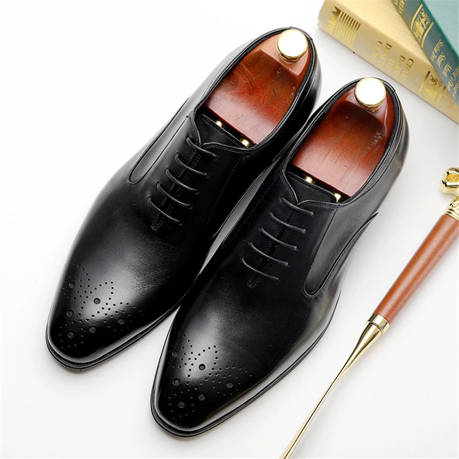 Из натуральной коровьей кожи броги свадебные туфли мужские повседневные на
