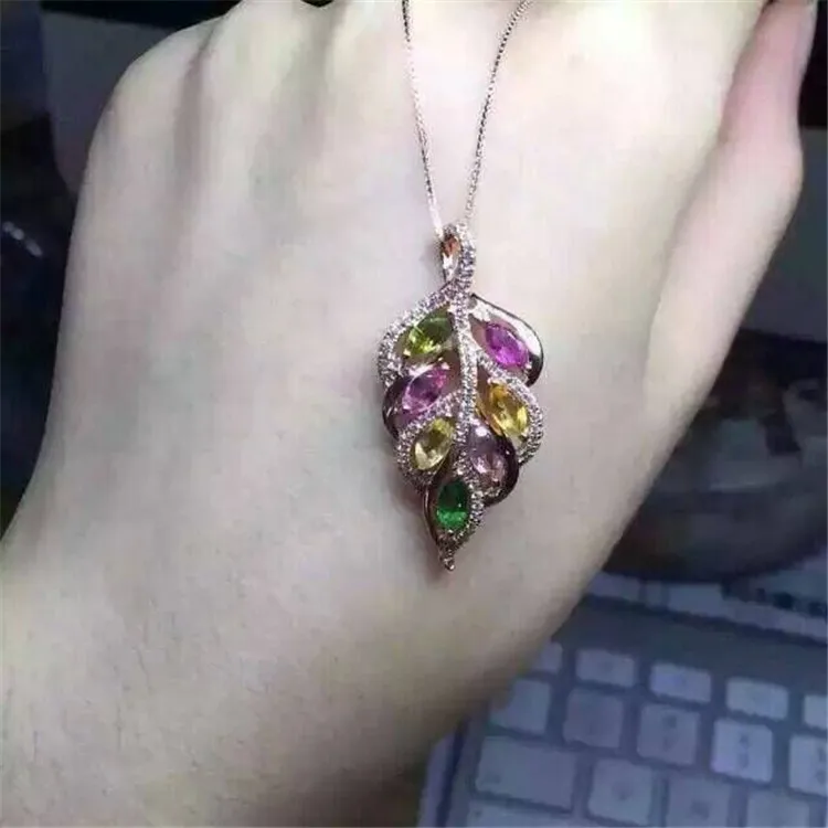 KJJEAXCMY boutique jewels S925 Серебряный кулон с натуральным турмалином + цепочка