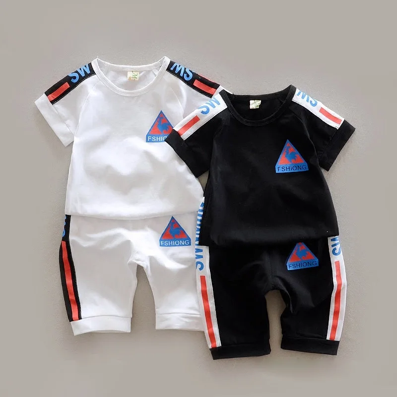 Fashion kids clothes summer new boys clothing sets 2019 children fashion cotton tees+shorts 2pcs outfits for 1-7Y |