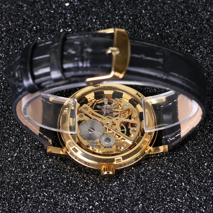 Часы наручные мужские механические золотистые брендовые люксовые с римскими