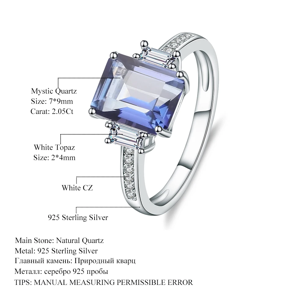 Gem's Ballet 2.05Ct натуральный иолит синий мистический кварцевый камень кольцо для женщин 925 пробы серебряные кольца ювелирные украшения
