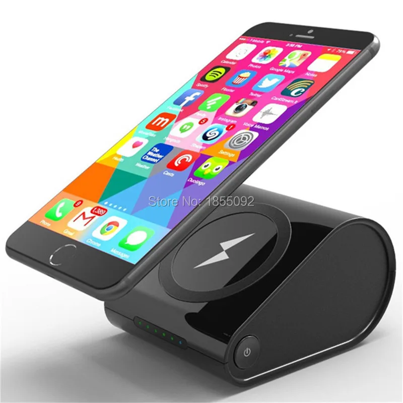 Sinegen New QI Wireless Charger 10000mah Power Bank for Samsung S6 iPhone 6 Nokia LG+USB Port+Stand Fuction Rechargeable Battery | Мобильные