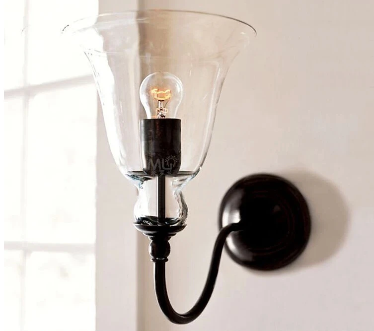 Современный домашний декор железная стеклянная настенная лампа в стиле кантри