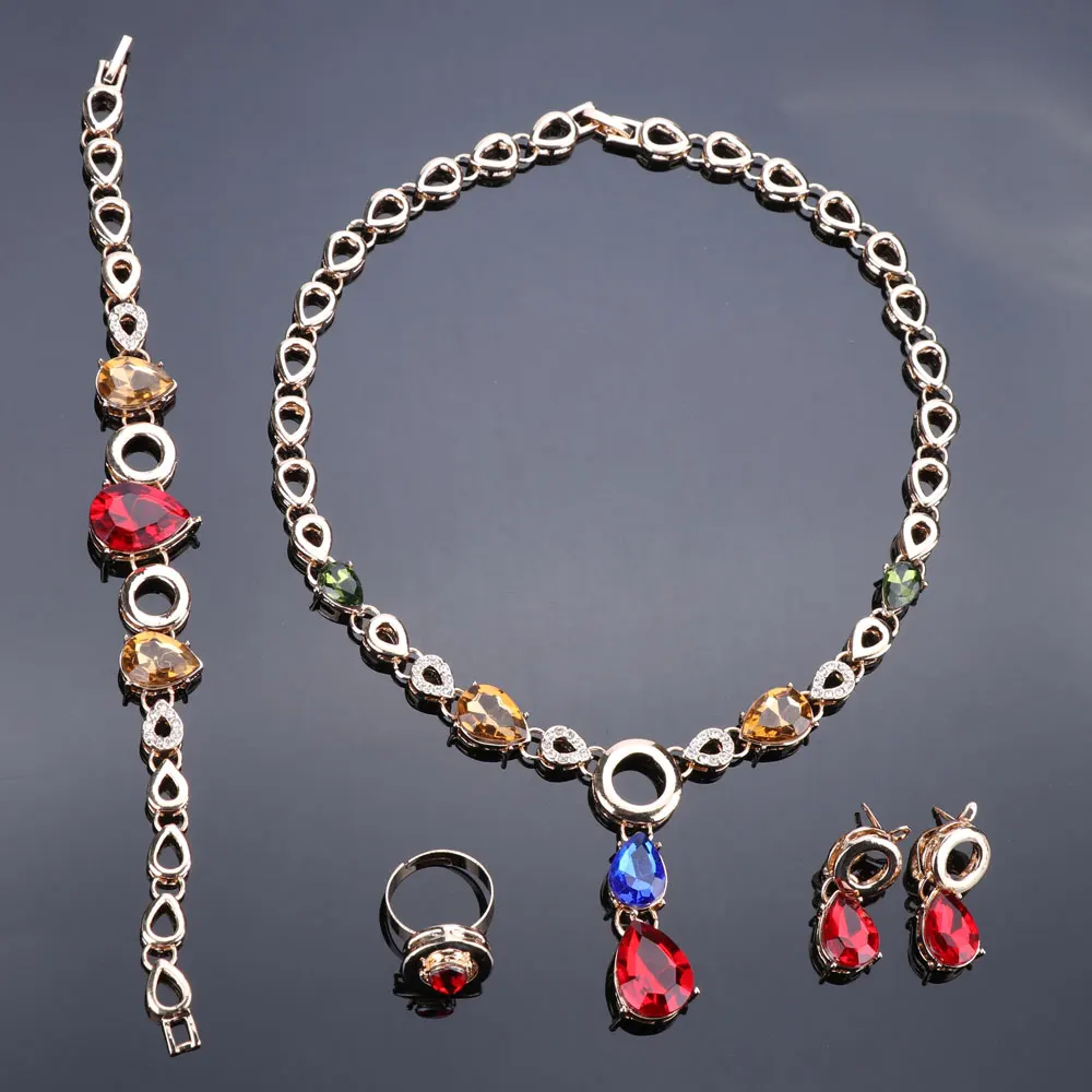 Bridal Gift Nigerian Wedding African Beads Jewelry Set Fashion Dubai Crystal Zircon Gold Color Costume Design Sets | Украшения и
