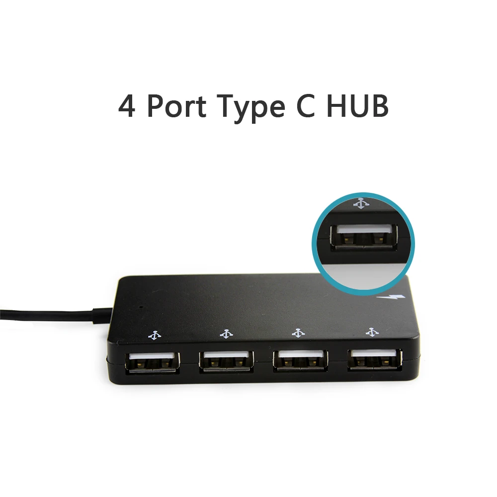 Ультра тонкий 4 порта USB C концентратор сплиттер портативный микро OTG зарядный