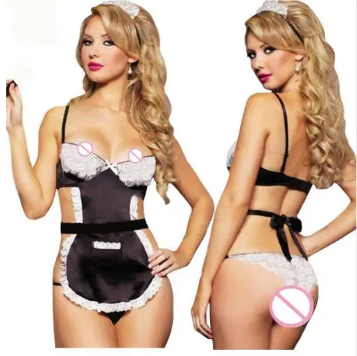 NO Stockings Новые эротические костюмы, сексуальные женские кружевные Униформа горничной, Костюмы для ролевых игр, куколка, женское сексуальное нижнее белье, сексуальное нижнее белье Babydoll - Цвет: NO Stockings