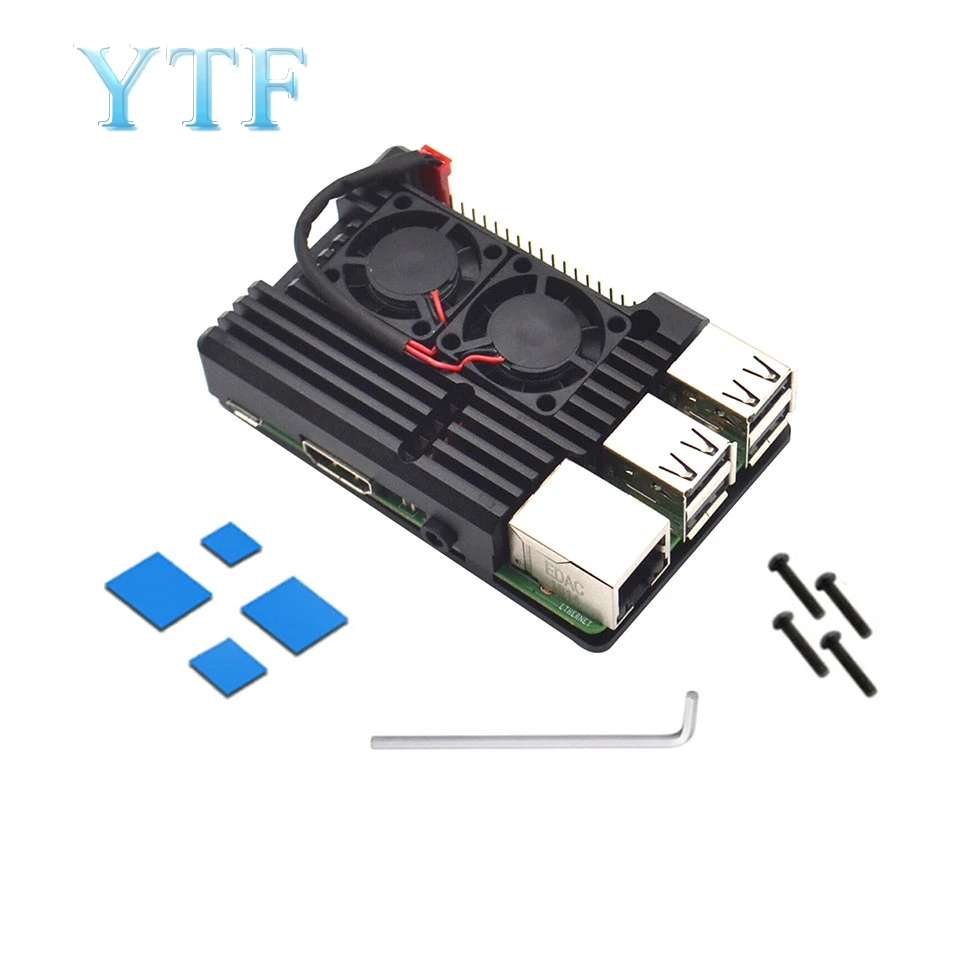 Pi 3 With fan Raspberry Pi 4B 3B+ модель+(плюс) двойной вентилятор системы охлаждения модуль с радиатором для Pi3 B+/NESPi Корпус Ультратонкий вентилятор - Цвет: Pi 3 With fan
