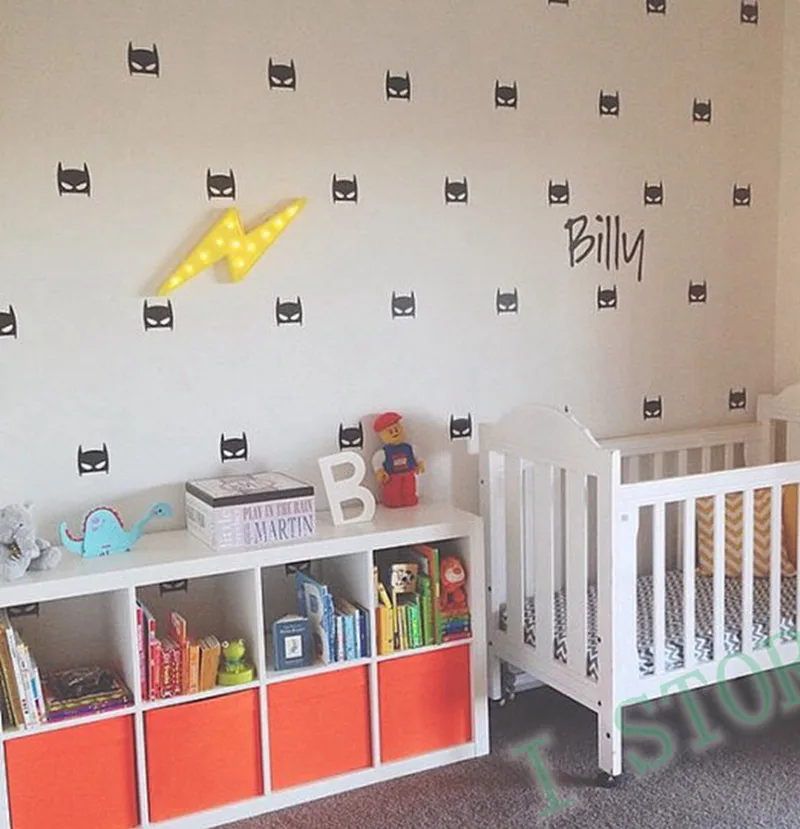 40 шт./лот супергерой маска Бэтмена съемные настенные наклейки для детей детская