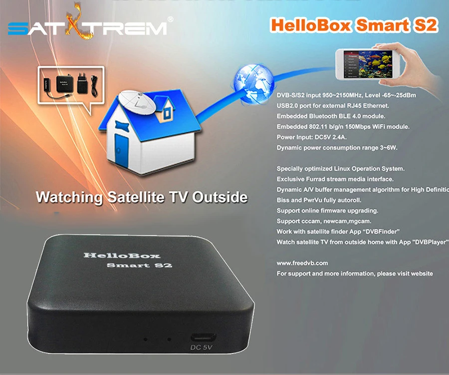 Hellobox Smart S2 Satelite Finder HD ТВ ресивер для воспроизведения на мобильном телефоне/планшете рецептор цифровой DVB плеер спутниковый приемник
