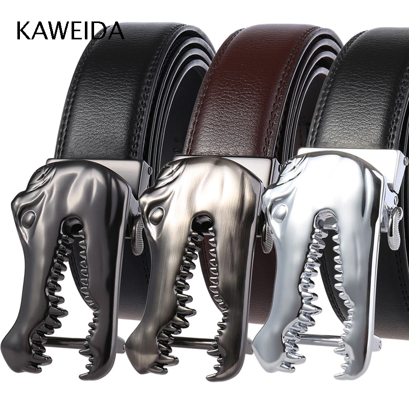 

KWD Designer Belts for Men's 2019 Luxury Crocodile Automatic Buckle Famous Belt Brand Genuine Leather Kemer for Jeans Riem Cinto