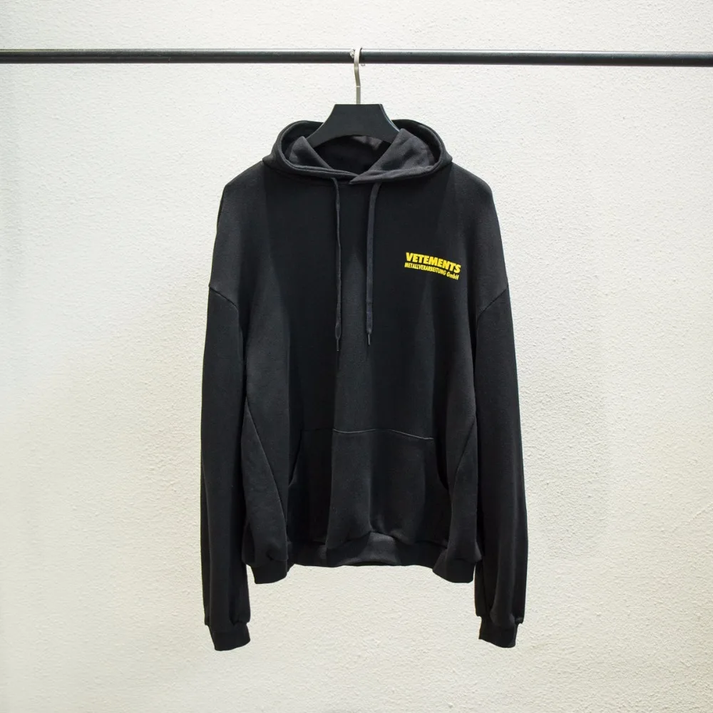 2018F/W в стиле хип-хоп Vetements желтый логос напечатал мужские и женские пуловер с