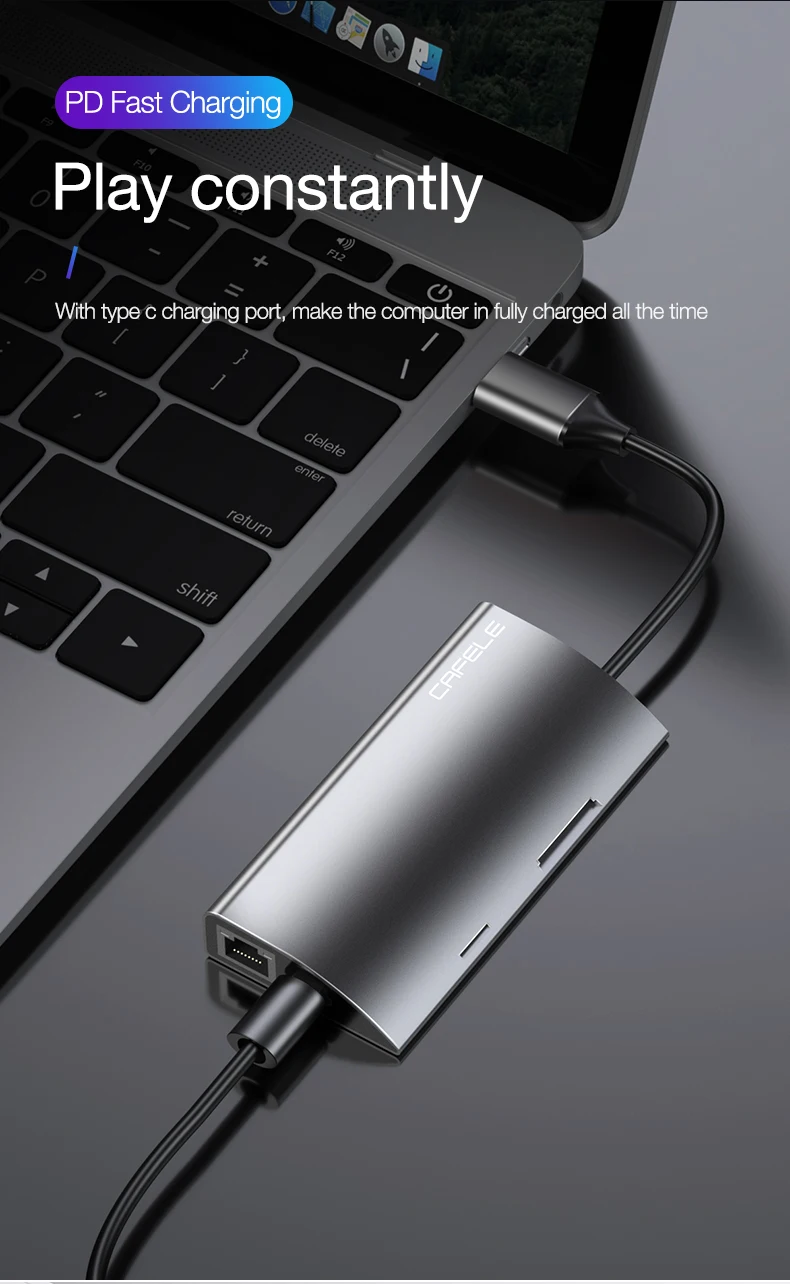 CAFELE usb-хаб type C удлинитель USB 3,0 док-станция для подзарядки телефона для ноутбука HDMI TF/SD карта 3,5 мм Интерфейс Многофункциональный