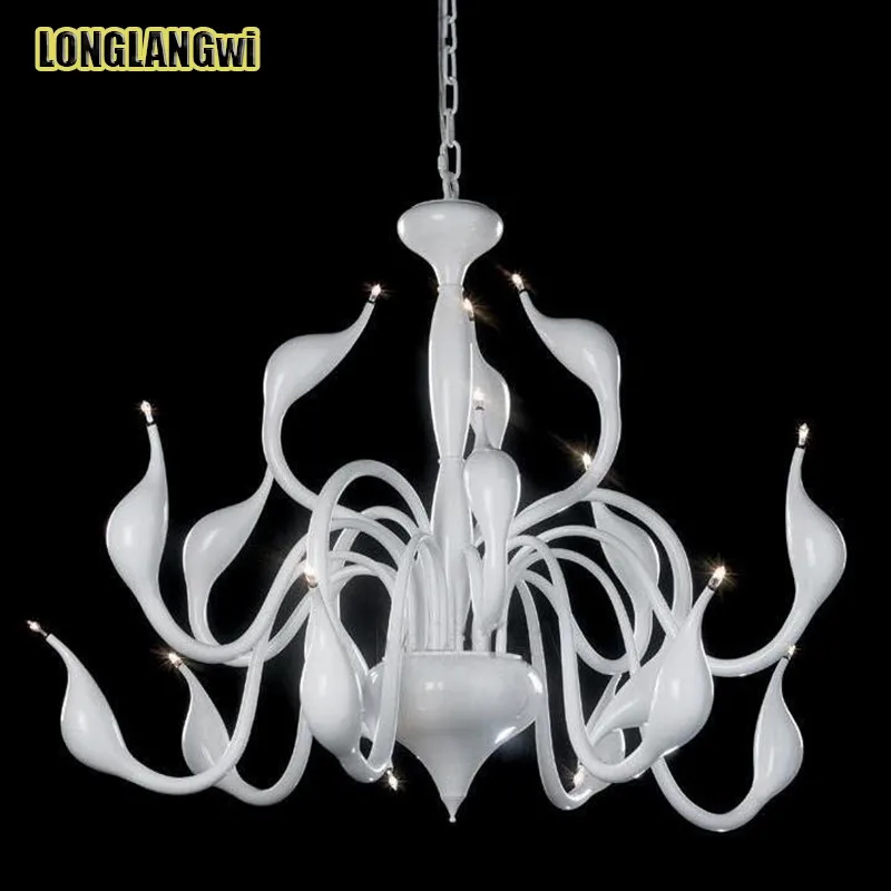 18 голов Арт Деко Европейская Свеча LED Лебедь люстры спальня гостиная современный