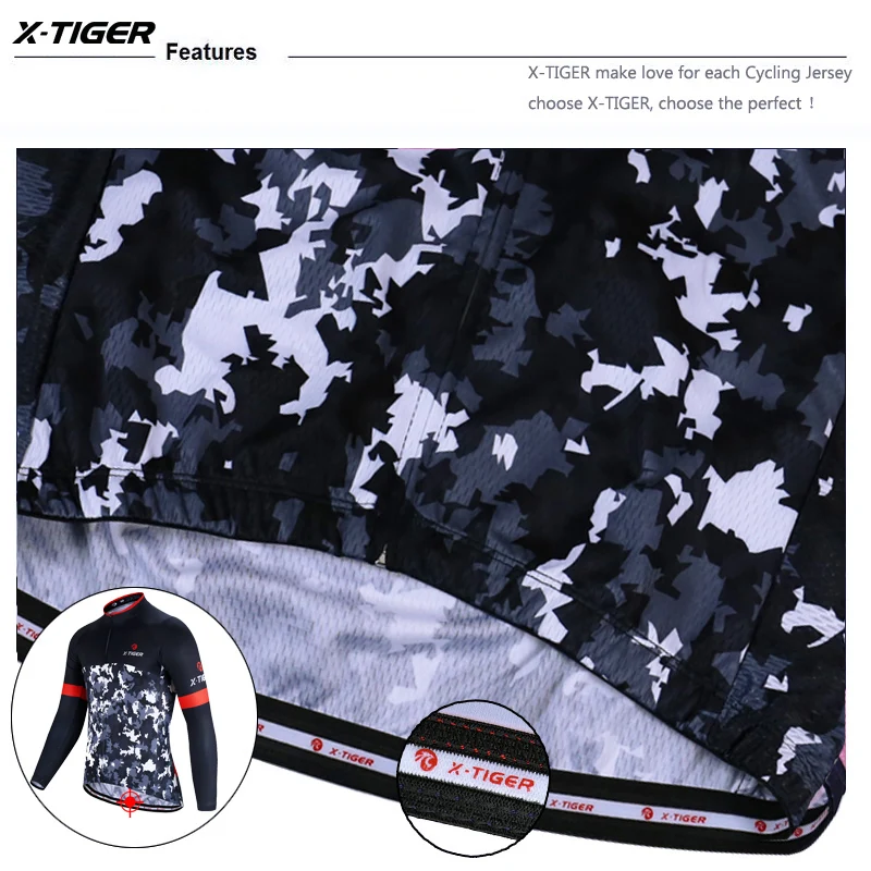 Футболка с длинным рукавом X Tiger трикотажная одежда для езды на велосипеде
