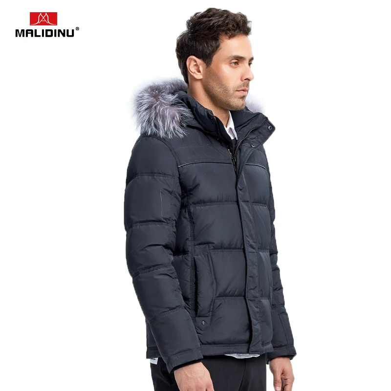 MALIDINU 2022 Men Duck Down Jacket Brand Winter Down Coat Real Fox Fur Mens Down Parka Coats For Men Outwear European Size -30C