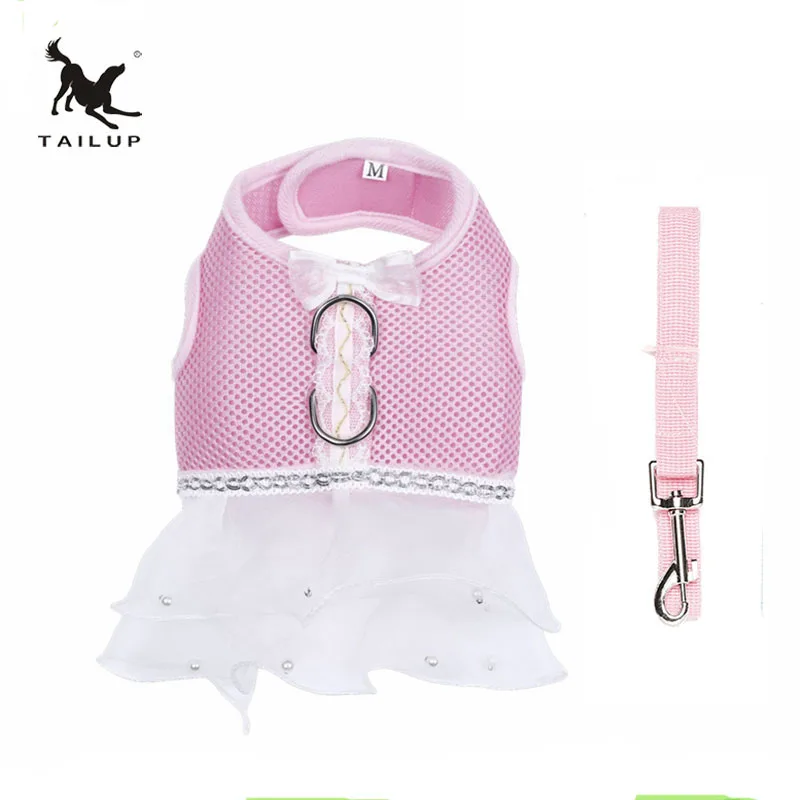

Одежда для собак TAILUP High end, одежда для чихуахуа, Йорков, сетчатые дышащие платья, шифоновое свадебное платье с поводком, 7 цветов, XS/S/M/L/XL