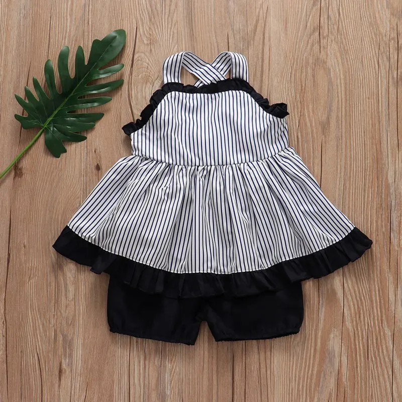 Комплект одежды для маленьких девочек коллекция 2019 года модные летние топы +