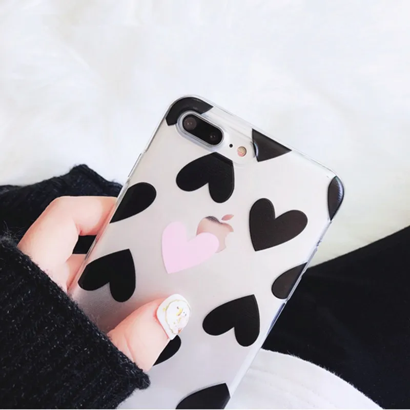 Чехол для телефона с изображением сердца iPhone 7 Plus 6 S 8 Coque модные чехлы пар