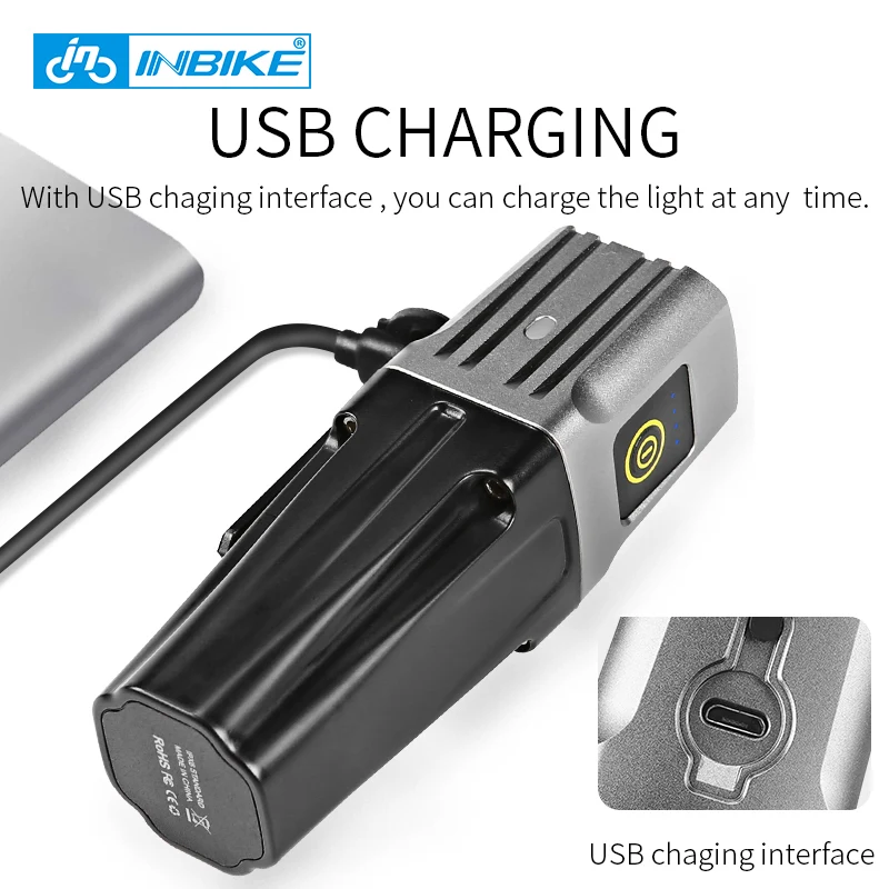 INBIKE яркий велосипедный передний светильник USB Перезаряжаемый головной