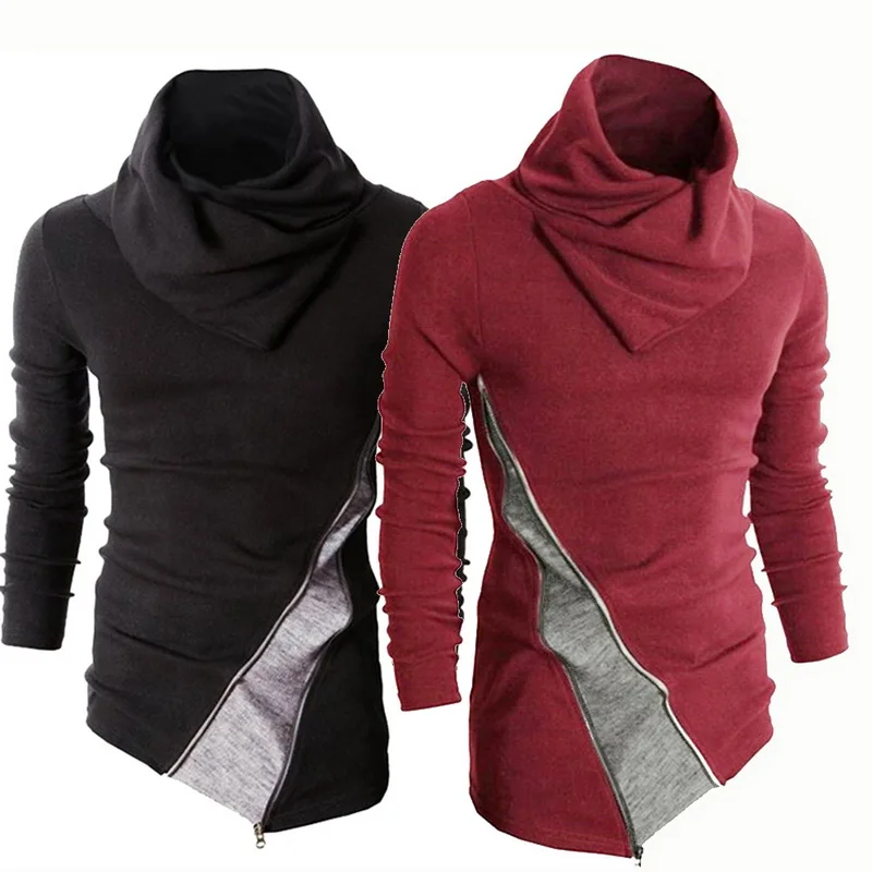 Мужской Повседневный свитер с высоким воротником облегающий вязаный пуловер