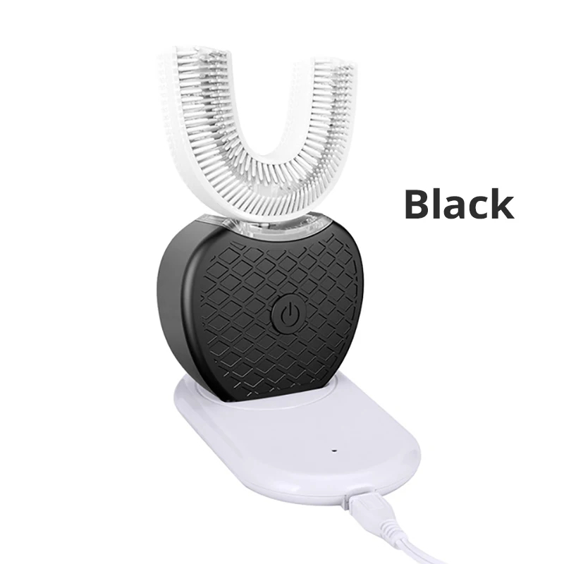 Black V Белая автоматическая электрическая зубная щетка 360 градусов ультразвуковая вибрационная электрическая зубная щетка для отбеливания зубов инструмент для красоты - Цвет: Black