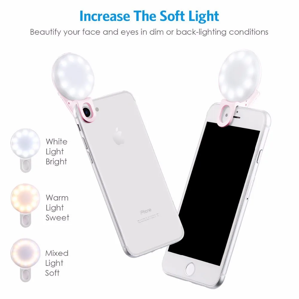 Portable Selfie Ring Fill Light Lamp Enhancing Photography for Smartphone Dual Color LED Spotlight Flash Phone | Мобильные телефоны
