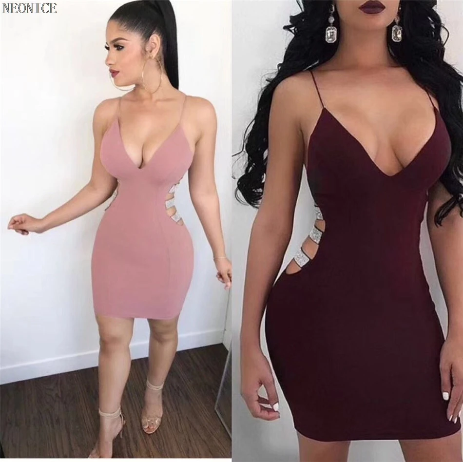 Новинка 2018 женское Бандажное платье стрейчевое обтягивающее Клубное для