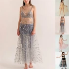 Женское Прозрачное платье макси, блестящее летнее платье из сетчатой ткани, с принтом звезд, размера плюс