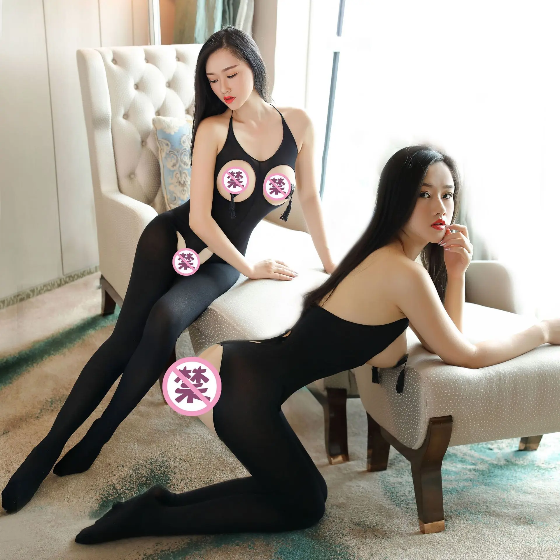 Эротичное нижнее белье babydoll сексуальное черное с открытой спинкой 2019|Комплекты
