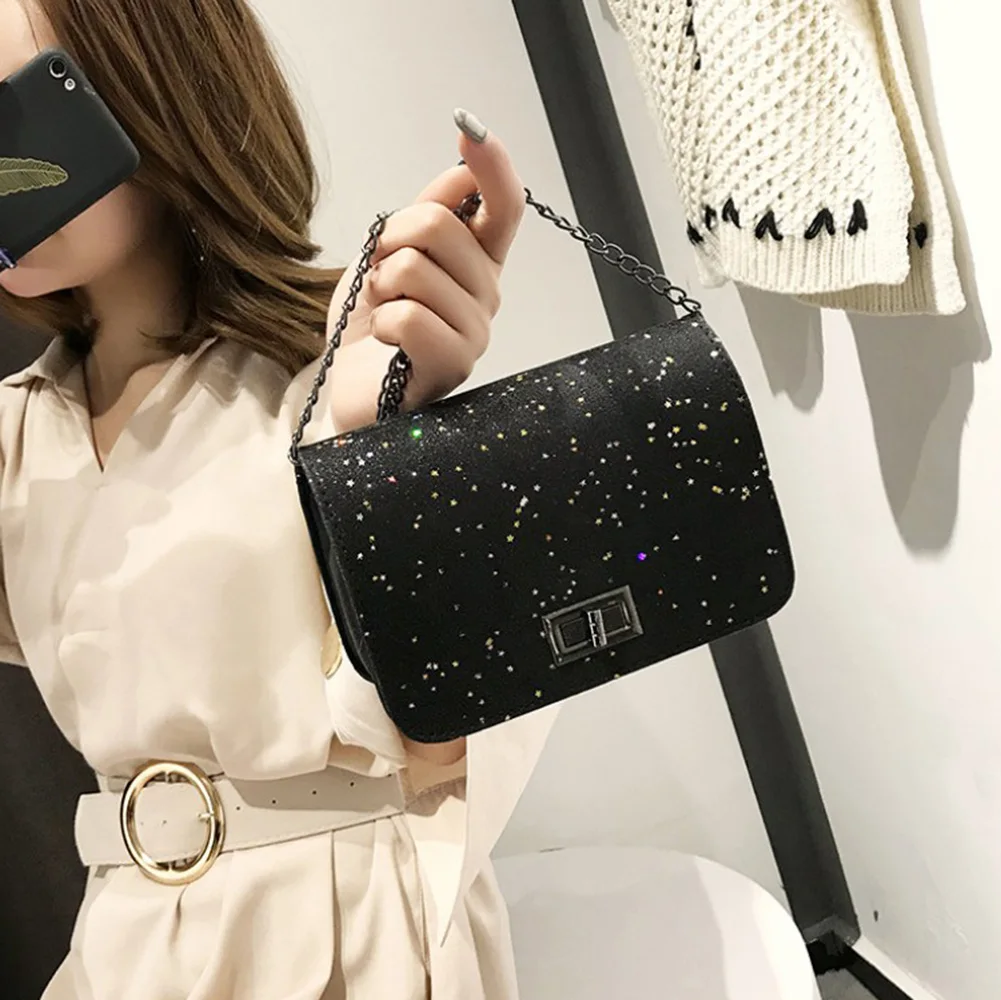 Новые Украшенные блестками сумка кожи высокого качества Модные замка Crossbody сумки