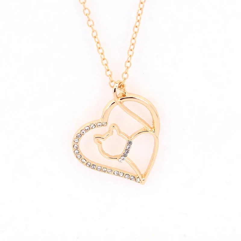 

hzew heart cat pendant necklace cute cat necklaces