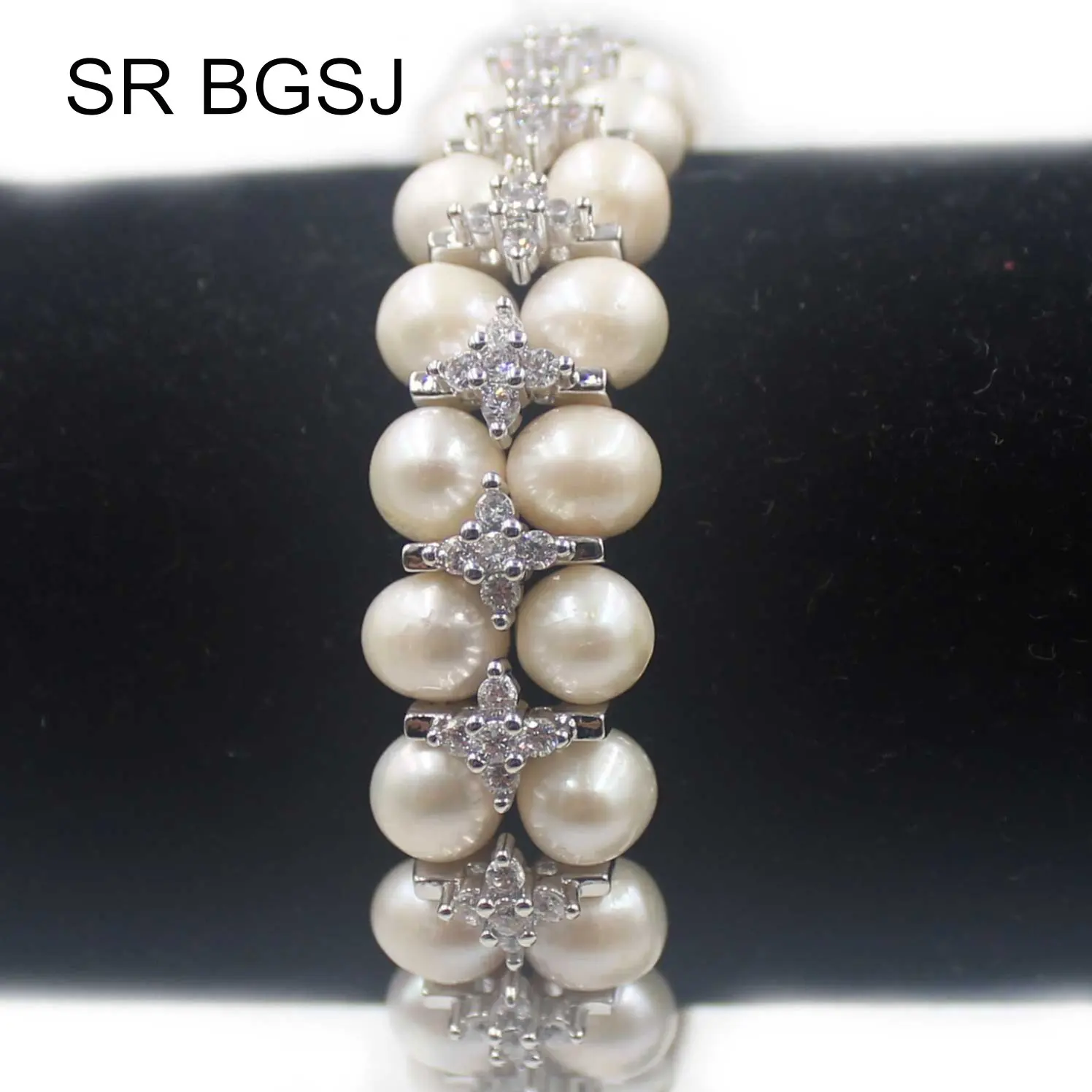 Free Shipping 7-8mm Nearly Round Freshwater Pearl Handmade Girl 2-Strand Stretch Adjustable Bracelet 7&quot | Украшения и