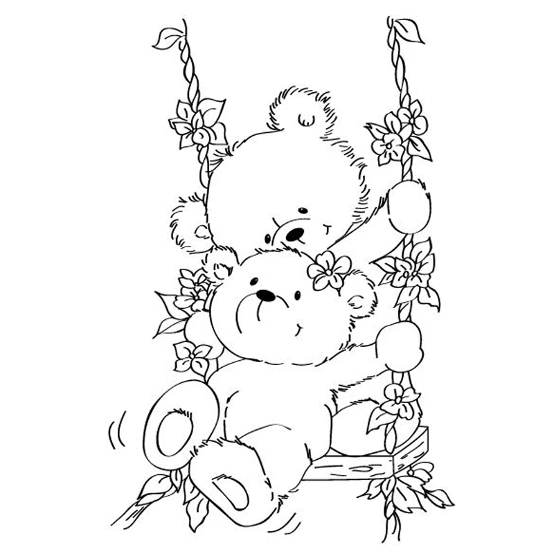 Animal/bear прозрачный резиновый силиконовый штамп для тампонов печать фон коллаж