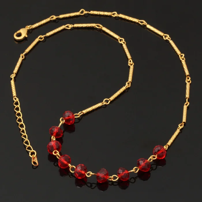 U7 Красный /Черный Стеклянные Бусины Ожерелья Для Женщин Ювелирные Изделия Оптом