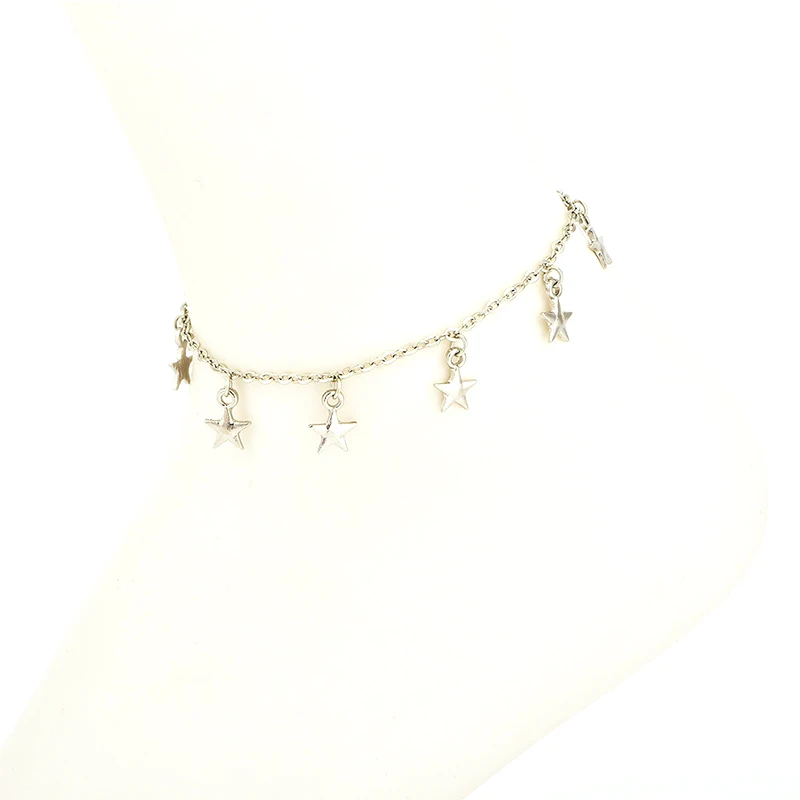 1 шт. женские классические звезда цепи Tassel Pendant Серебристый браслет на ногу Модные