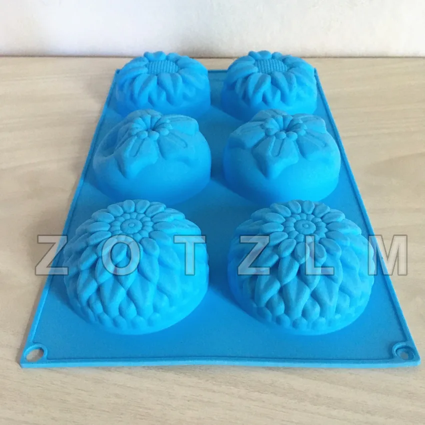 Big Size Flowers Silicone Cake Mold Cookie Candy Mooncake Soap Making Tools Chrysanthemum Sunflower Peach Blossom Shapes GJD062 | Дом и сад