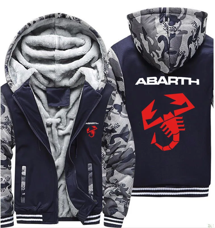 803 Толстовки мужские автомобиль ABARTH логотип печати куртка Мужские толстовки Зимний толстый теплый флис хлопок молния камуфляж реглан мужские пальто куртка - Цвет: 803