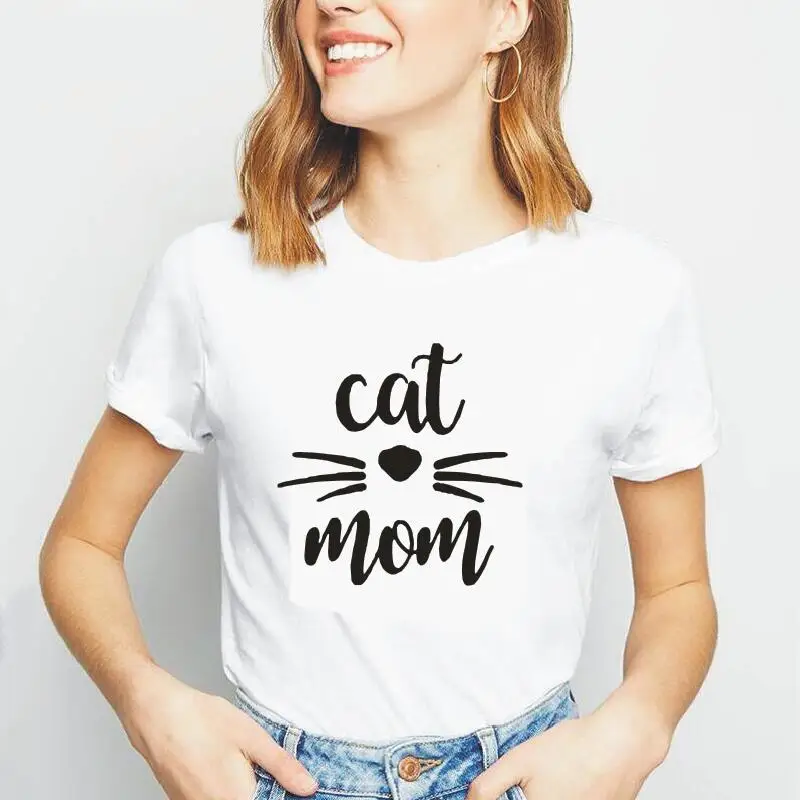 

Fashion Women Tshirt Hipster Cat Mom Print Shirt Animal Lover Summer Tee Shirt Femme Harajuku T-shirt Women Tops Camisas Mujer