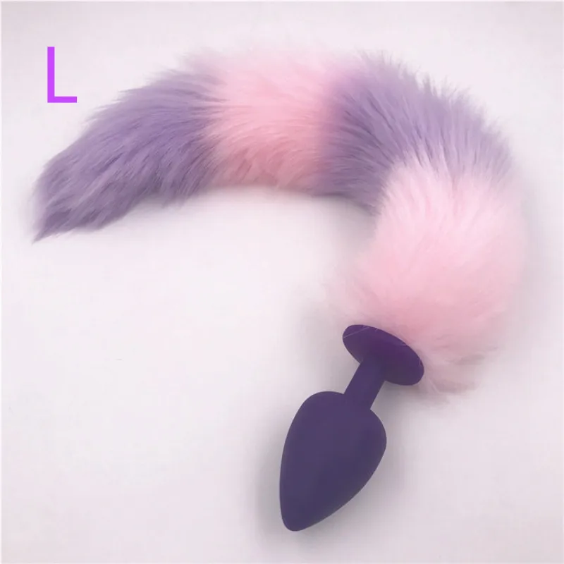 Anal Plug Fox Tail Silicone Butt Pink and Purple Stopper Dilator Sex Toys for Women H8-108A | Красота и здоровье