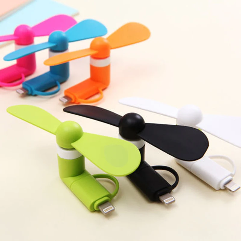 100% протестированный мини 2 в 1 портативный микро USB вентилятор для iPhone 5 6 7 8 X ручной