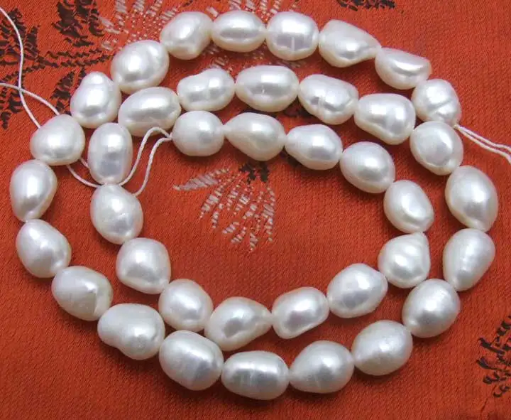 

Qingmos White 7-9mm Natural BAROQUE Freshwater Pearl Loose Beads for Jewelry Making DIY Necklace Bracelet Strand 14" los523