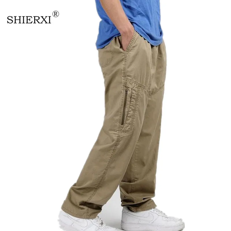 Новинка весны лета размера плюс для мужчин брюки карго хлопковые свободные