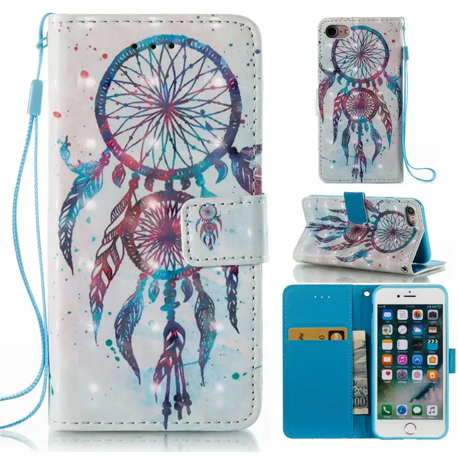 

For iPhone X XS 7 8 5 5S SE 6 6S Plus Luxury Flip Case Mandala Cows Butterflies Flowers Pattern Leather Card Pocket Cover E03Z