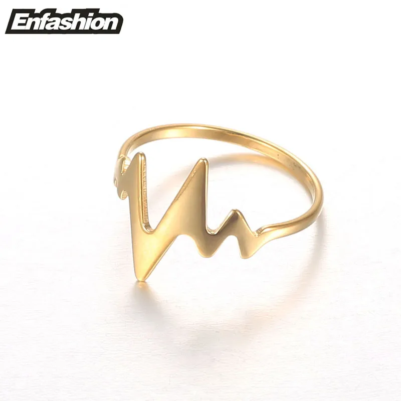 Enfashion кольцо с сердцебиением розовое золото миди из нержавеющей стали на
